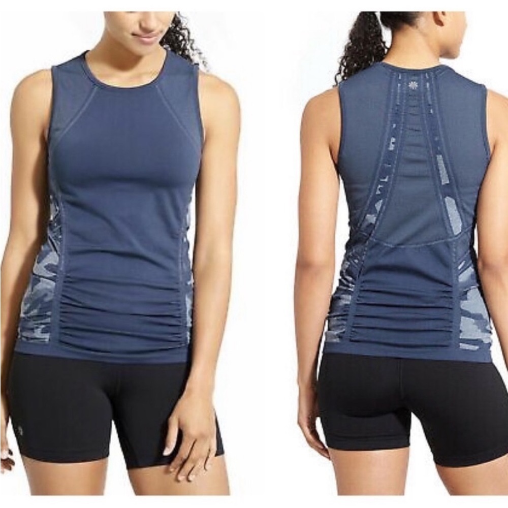 Athleta Fastest Track Camo Muscle Tank Blue Size XS